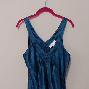 Oscar de la Renta Teal Satin Dress